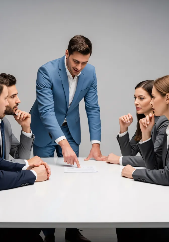 Empresários reunidos analisando informação